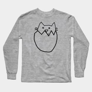 Minimal Kitty Cat Hatching from Easter Egg Long Sleeve T-Shirt